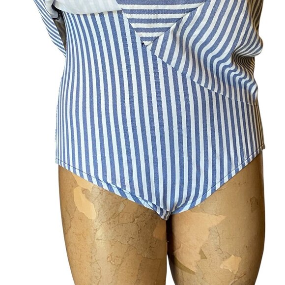New Roatan Striped One-Piece Swim Dress Sz M Blue & White #96R - Picture 6 of 10